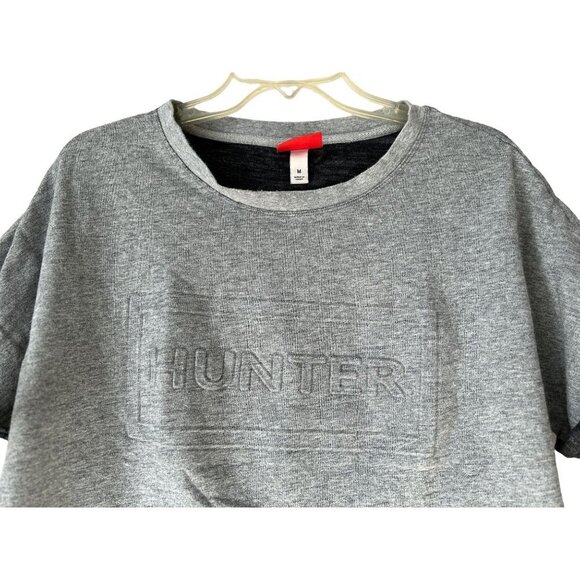 HUNTER Gray Embossed Logo T-Shirt Oversized Size Med - Picture 2 of 8